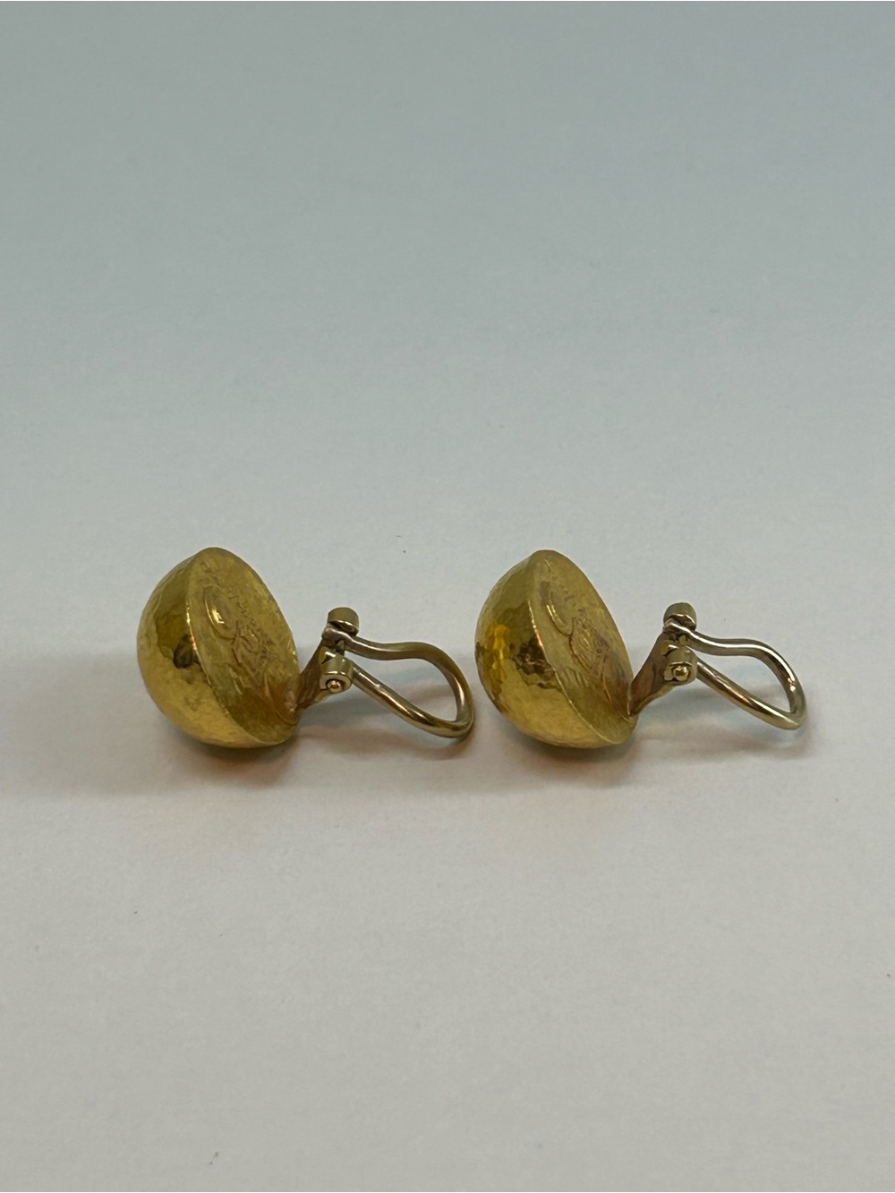 GURHAN 24K Solid Gold Hand-Hammered Dome Clip Earrings — 10.6g - Picture 5 of 11